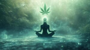 creative depiction of balancing body and mind with weed