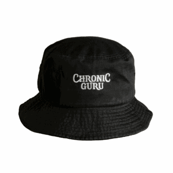 Front of Chronic Bucket Hat in Black.