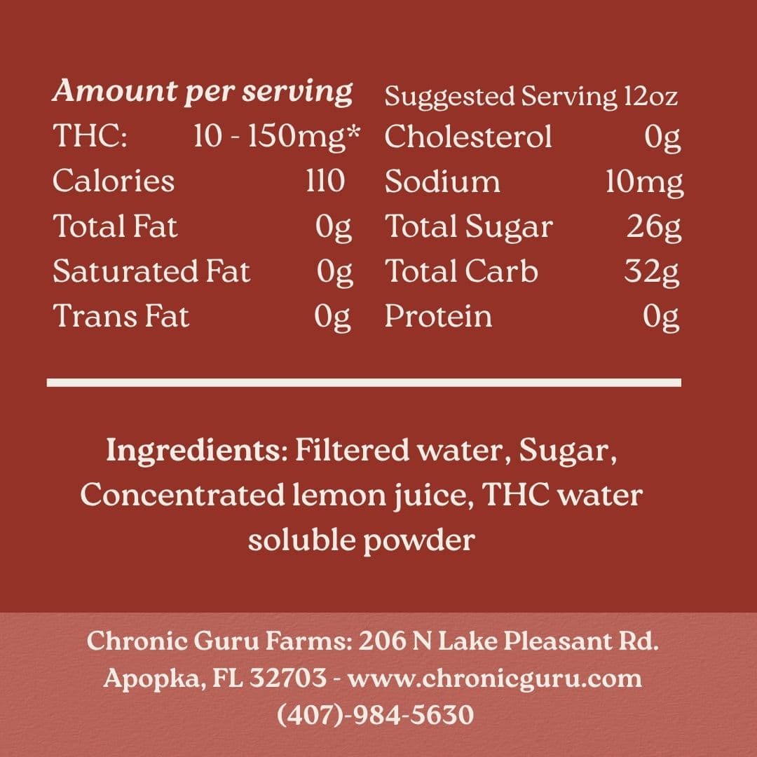 THC Drinks - Chronic Guru Lemonade Label