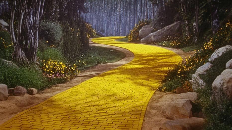 The yellow-brick road in Wizard of Oz