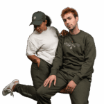 Two models sport the Chronic Guru Embroidered Joggers