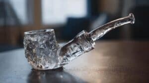 a smoking pipe made from ice