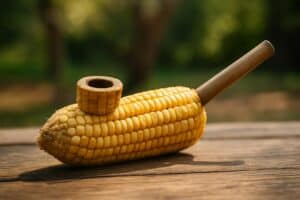 a smoking pipe made from an actual corncob