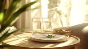 stay hydrated with water and healthy snacks