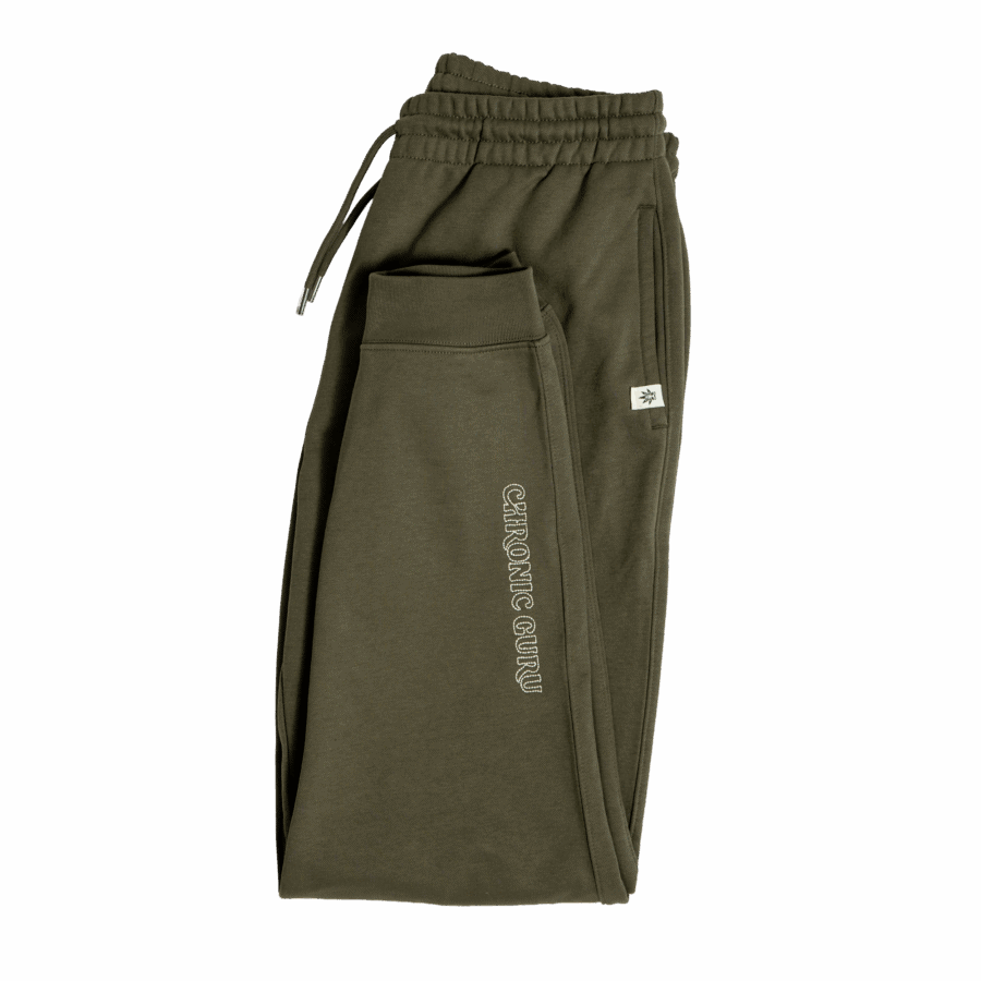 Sweatpants_ Folded pair of Chronic Guru Embroidered Joggers
