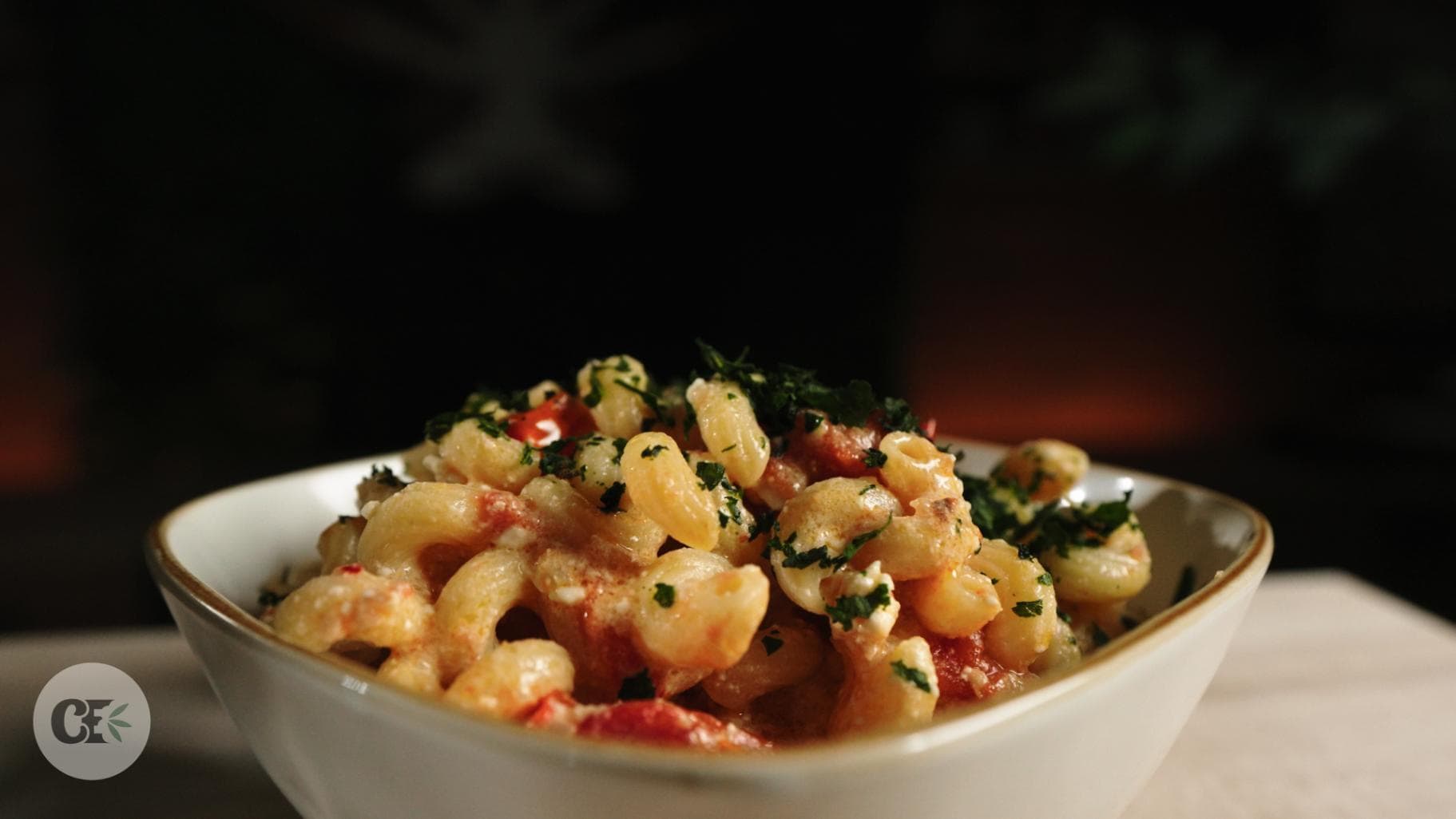 Infused Baked Feta Pasta in a bowl