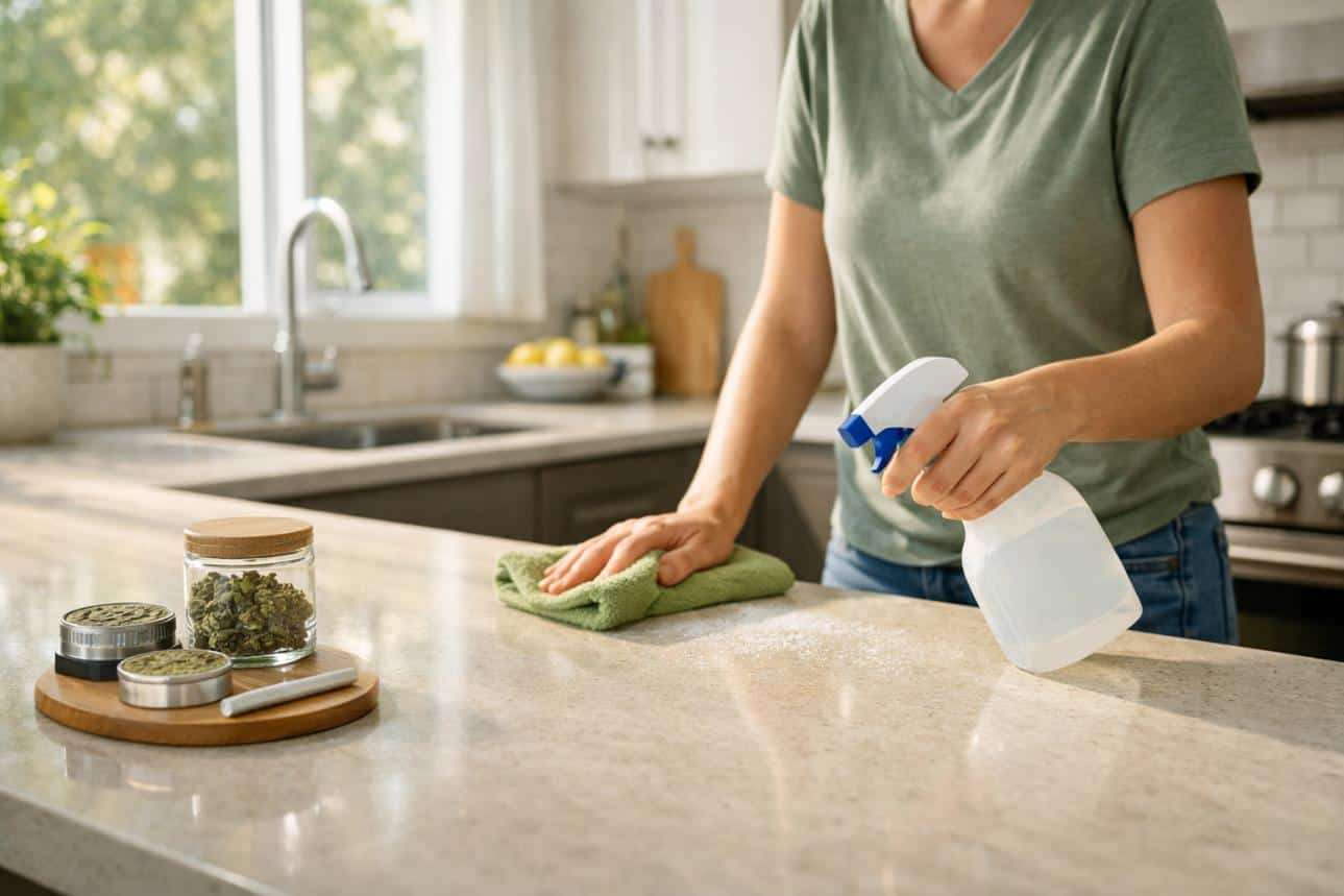 Cannabis and productivity during a relaxed daytime cleaning session at home