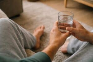 Grounding techniques like holding water to sober up from being too high