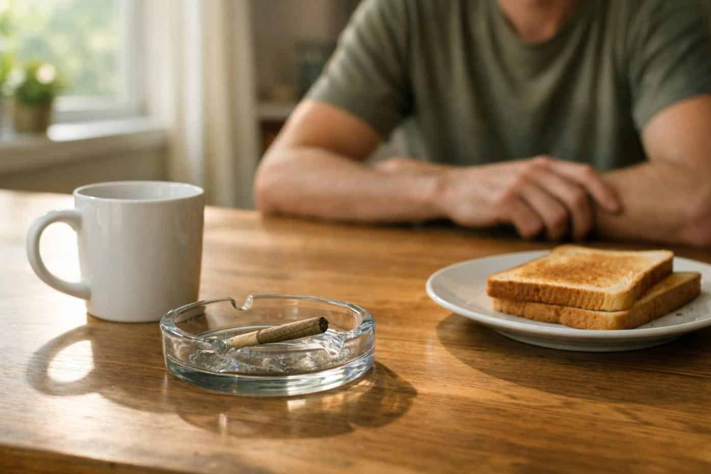 Smoking weed on an empty stomach compared to after eating in a morning home setting