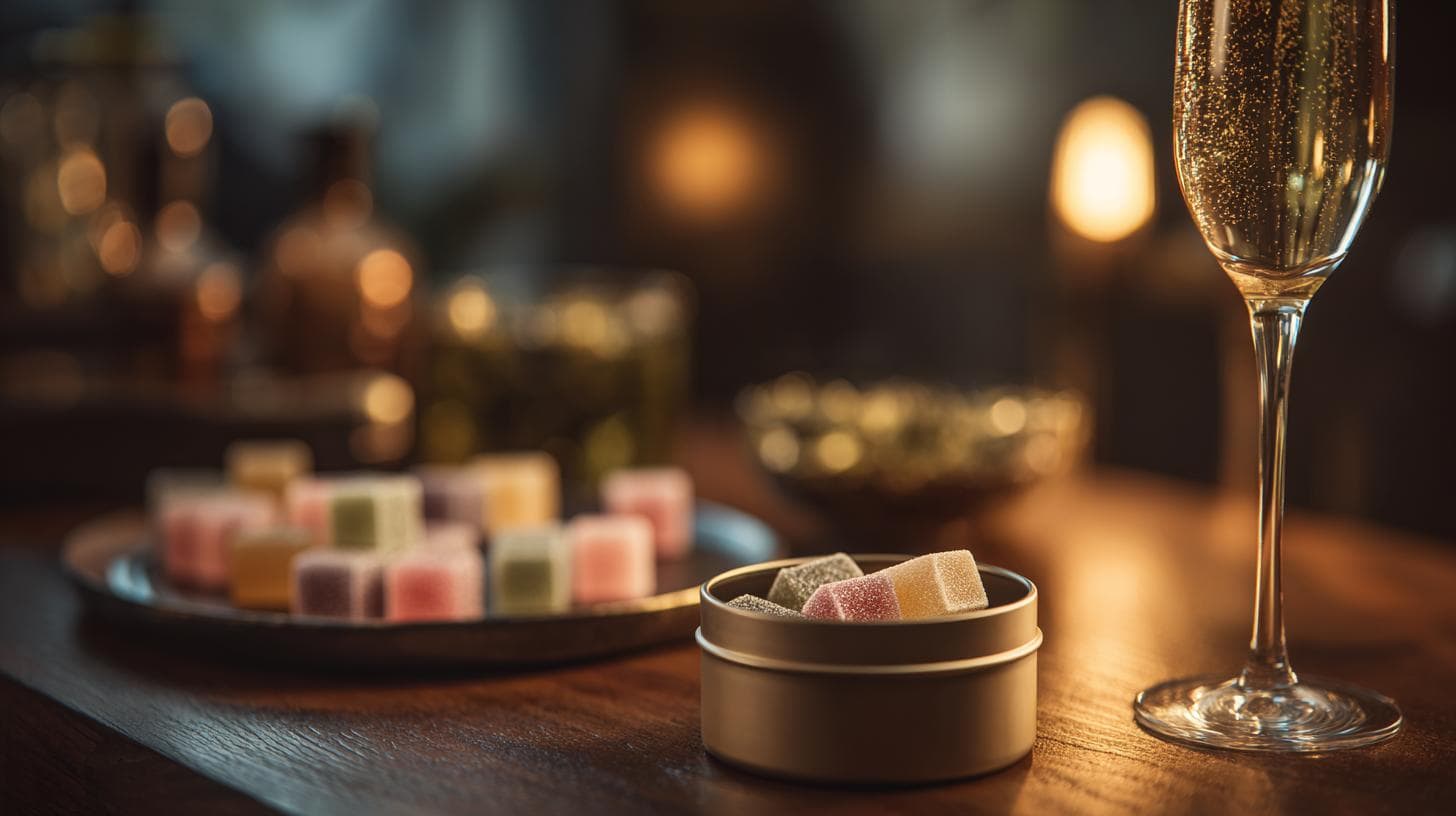 A sleek tin of gummies and a chardonnay glass. Why THC Gummies Feel Stronger Than Others at the Same MG