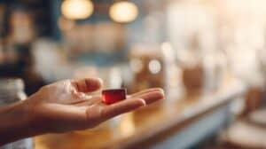 a thc gummy in a hand