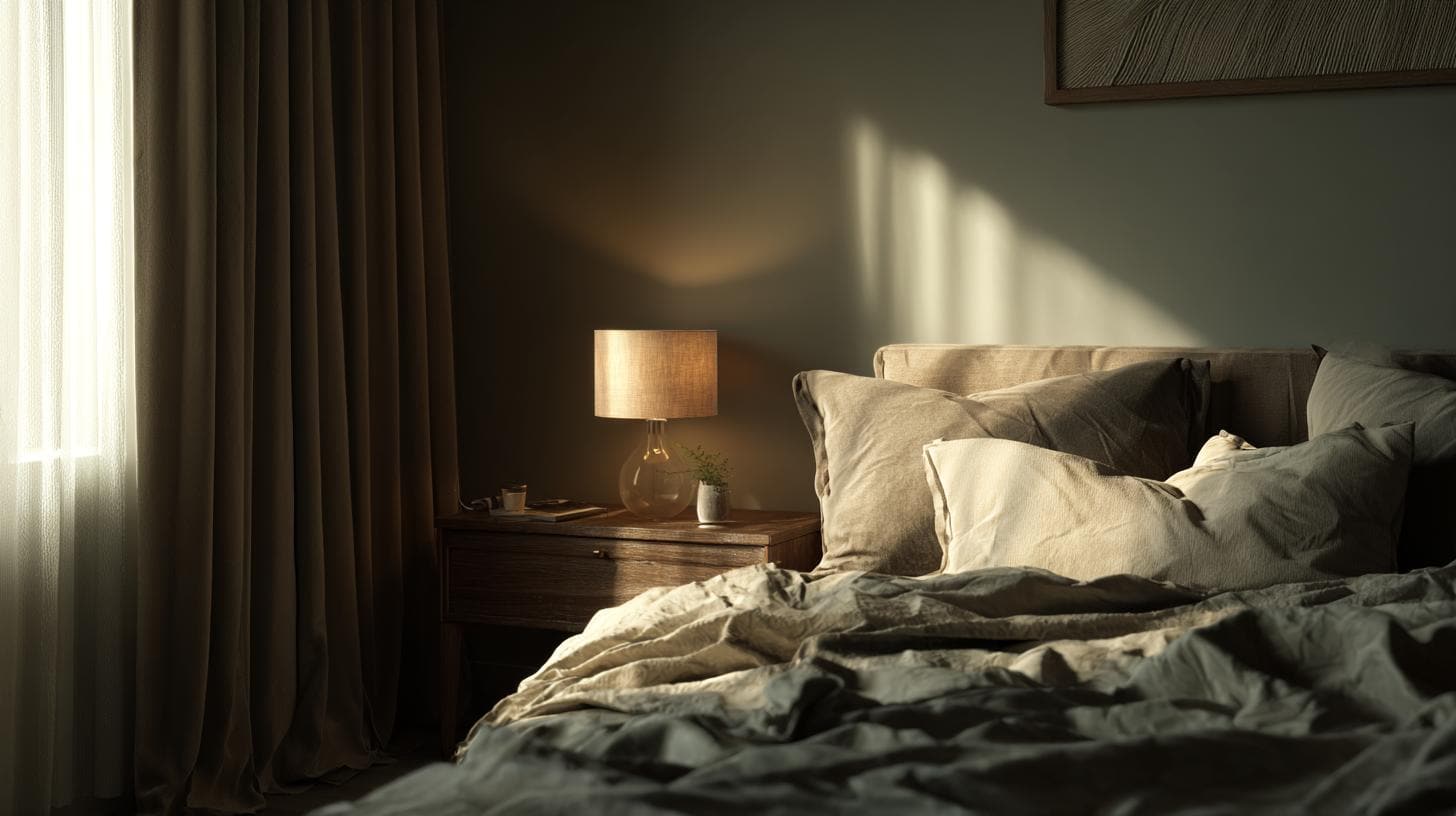 Using cannabis to reset after Daylight Saving Time in a calm bedroom setting with warm evening light and relaxed atmosphere.