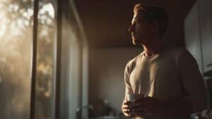 Calm morning routine after Daylight Saving Time showing natural light and gentle wake-up atmosphere.