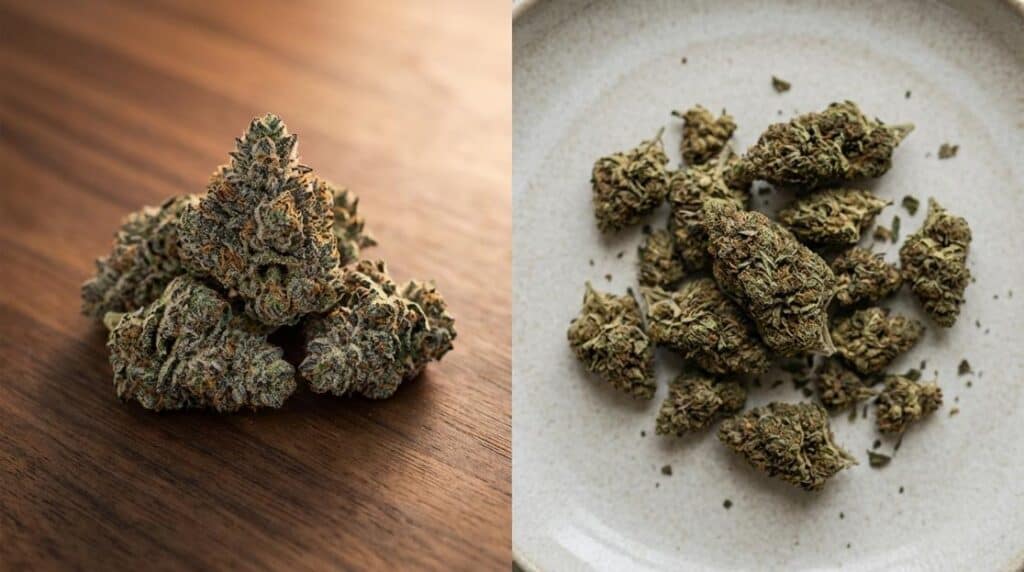 side by side cannabis buds