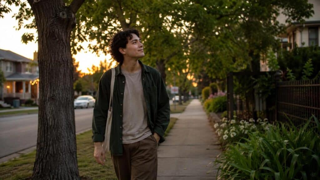 Activities while high including a peaceful neighborhood walk after smoking cannabis